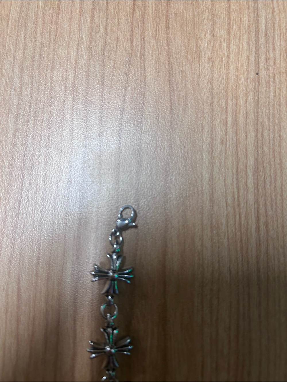 Silver chrome cross adjustable bracelet